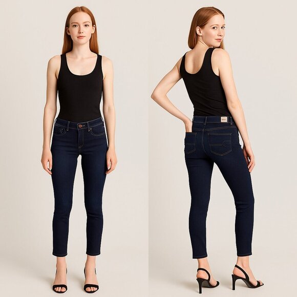 AMERICAN EAGLE🦅 Women’s Low-Rise Dark Wash Cropped Jeggings 👖✨ Size 0 - Picture 1 of 16